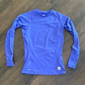 Nike Pro Purple Long Sleeve Running Top w/ Yellow/Gold Swoosh - Size Medium